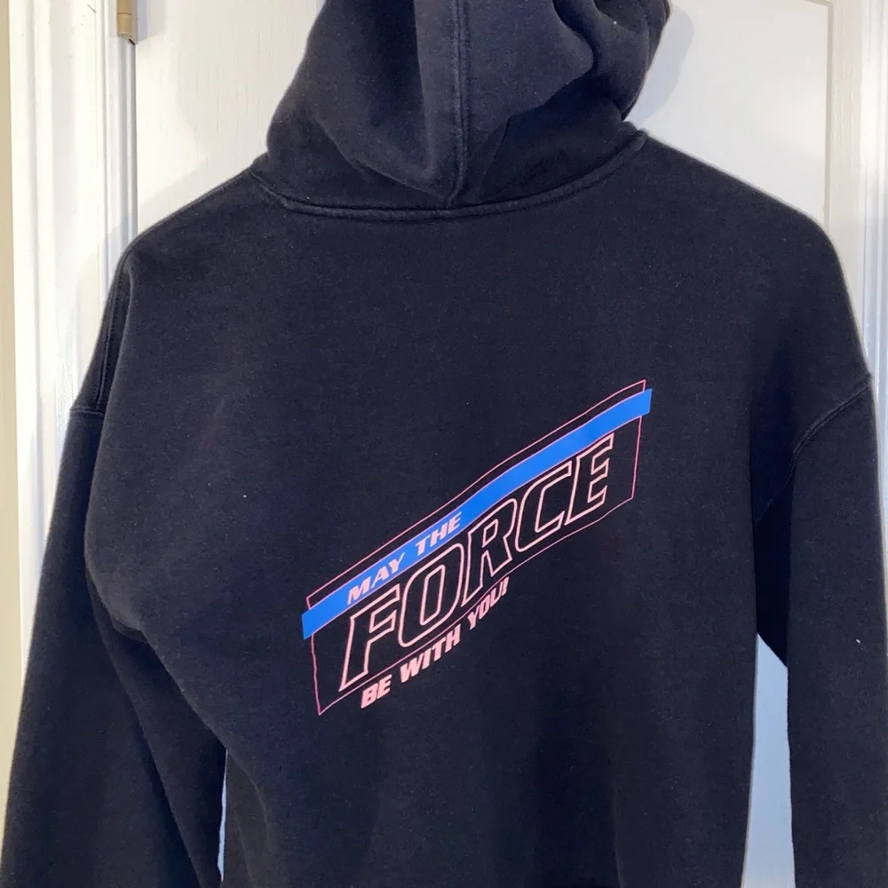 💙. Star Wars Black Graphic Cropped Hoodie With Drawstring Waist. - Picture 6 of 12